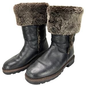 VINTAGE Blondo Canada Black Leather Boots 8 B foldover shearling lined 176303W